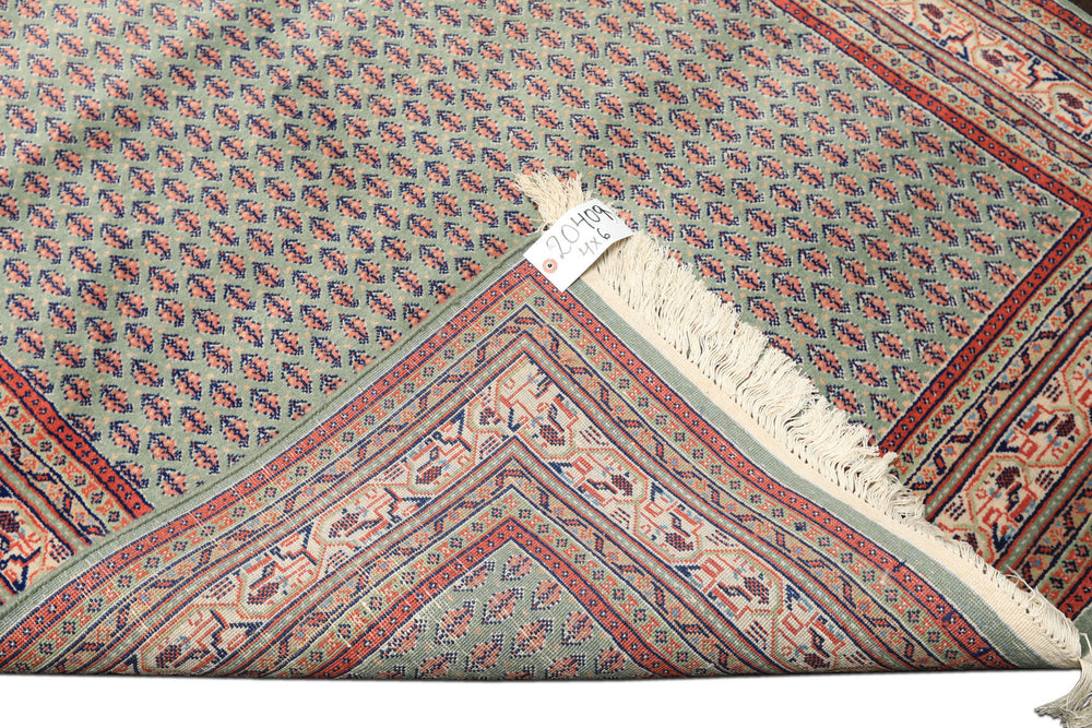 4x6 Sage, Rose, Blush Color Hand Knotted Wool Traditional Oriental Rug