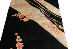 3x5 Black, Gray, Peach Color Hand Knotted Wool Transitional Oriental Rug