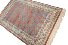 4x6 Rose, Ivory, Taupe Color Hand Knotted Wool Traditional Oriental Rug