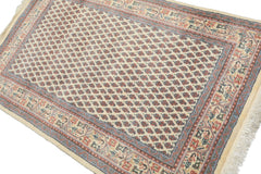 3x5 Ivory, Rose, Blue Color Hand Knotted Wool Traditional Oriental Rug
