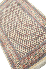 3x5 Ivory, Rose, Blue Color Hand Knotted Wool Traditional Oriental Rug