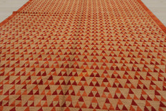 6x9 Beige, Orange, Coral Color Hand Knotted 100% Wool Contemporary Oriental Rug
