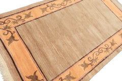 4x6 Beige, Peach, Brown Color Hand Knotted Tibetan Wool Traditional Oriental Rug