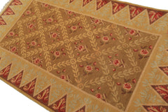 4x6 Brown, Gold, Green Color Hand Knotted Caucasian Wool Traditional Oriental Rug