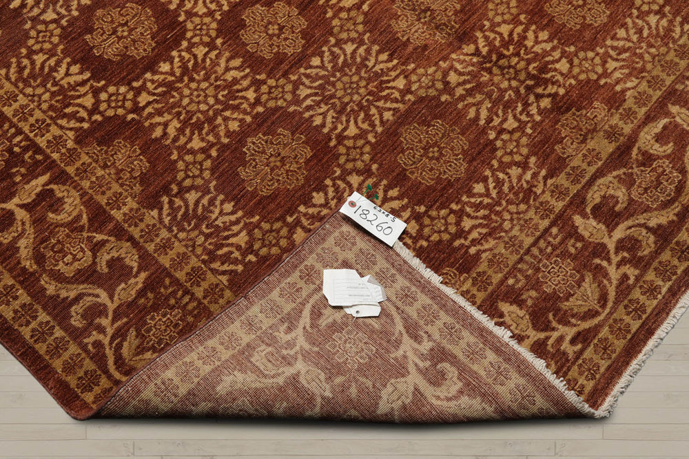 6x9 Brown, Tan, Gold Color Hand Knotted 100% Wool Traditional Oriental Rug