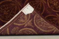 5x8 Aubergine, Brown, Gold Color Hand Knotted 100% Wool Transitional Oriental Rug