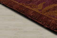 5x8 Aubergine, Brown, Gold Color Hand Knotted 100% Wool Transitional Oriental Rug