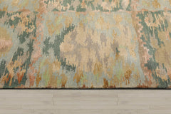 6x9 Aqua, Teal, Gold Color Hand Knotted Tibetan 100% Wool Contemporary Oriental Rug