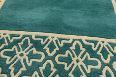 4x6 Turquoise, Ivory, Color Hand Knotted Indo Tibetan Wool Transitional Oriental Rug