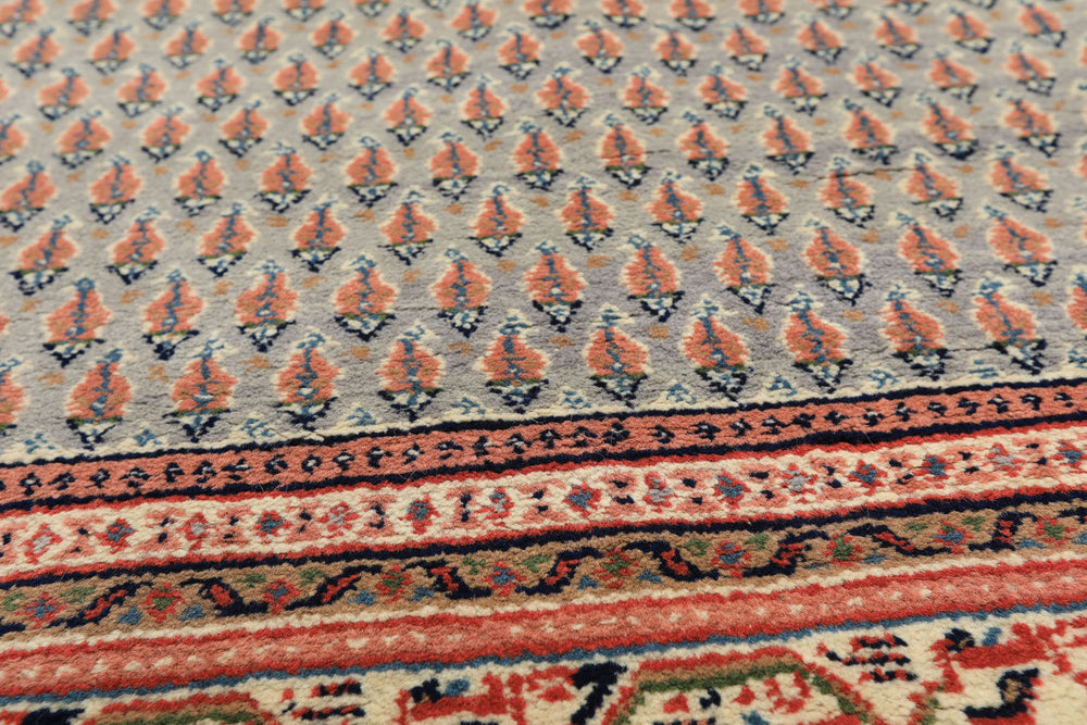 4x6 Slate, Ivory, Rose Color Hand Knotted Wool Traditional Oriental Rug