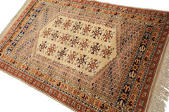 4x6 Beige, Burnt Orange, Gold Color Hand Knotted Turkish Kula Wool Traditional Oriental Rug