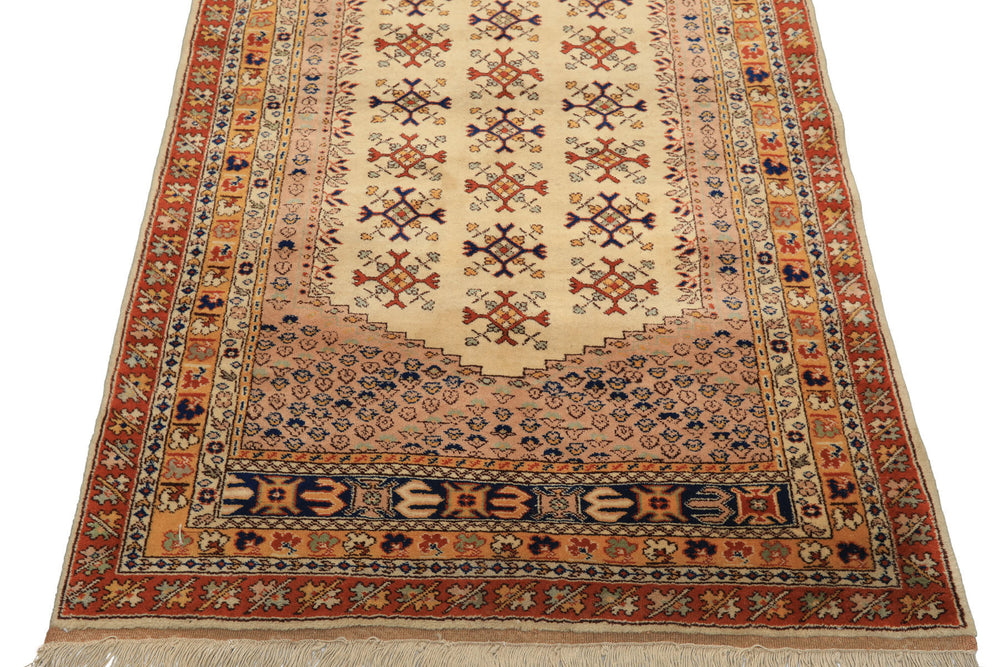 4x6 Beige, Burnt Orange, Gold Color Hand Knotted Turkish Kula Wool Traditional Oriental Rug