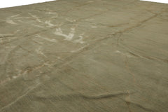 Knotted Rug Moss Tone on Tone Hand Knotted 9'x12' Modern Contemporary Tibetan 100% Wool Oriental Area Rug
