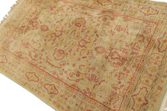 4x6 Mint, Gold, Rose Color Hand Knotted Indo Oushak Wool Traditional Oriental Rug