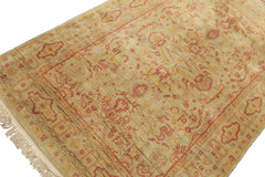 4x6 Mint, Gold, Rose Color Hand Knotted Indo Oushak Wool Traditional Oriental Rug