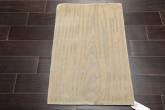 2x3 Beige, Gray, Color Hand Knotted Wool & Silk Modern Oriental Rug