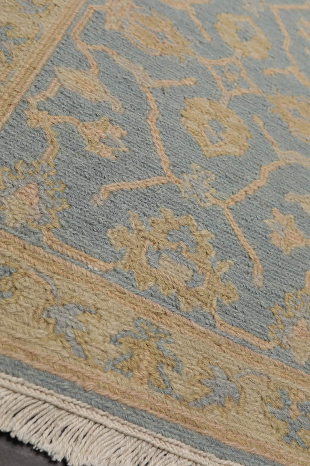 2x3 Aqua, Light Gold, Color Hand Knotted Soumak 100% Wool Transitional Oriental Rug