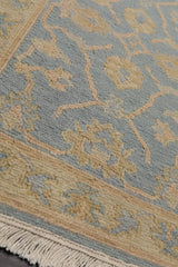 2x3 Aqua, Light Gold, Color Hand Knotted Soumak 100% Wool Transitional Oriental Rug