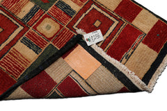 Knotted Rug Red Green Hand Knotted Runner Michaelian and Kohlberg Modern Contemporary Tibetan 100% Wool Oriental Area Rug