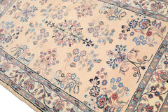 4x6 Blush, Ivory, Black Color Hand Knotted Indo Sarouk Wool Traditional Oriental Rug