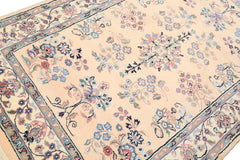 4x6 Blush, Ivory, Black Color Hand Knotted Indo Sarouk Wool Traditional Oriental Rug