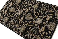 3x5 Charcoal, Beige, Gray Color Hand Knotted Indo Persian Wool Transitional Oriental Rug