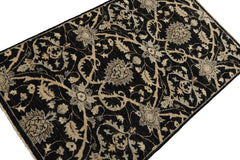 3x5 Charcoal, Beige, Gray Color Hand Knotted Indo Persian Wool Transitional Oriental Rug