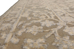 Knotted Rug Ivory Gray Hand Knotted 4'x6' Tibetan Modern Contemporary 100% Wool Oriental Area Rug