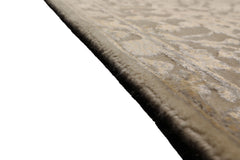 Knotted Rug Ivory Gray Hand Knotted 4'x6' Tibetan Modern Contemporary 100% Wool Oriental Area Rug