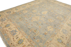 10x14 Gray, Beige, Turquoise Color Hand Knotted Oushak Wool Traditional Oriental Rug