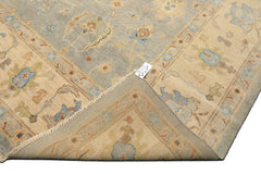 10x14 Gray, Beige, Turquoise Color Hand Knotted Oushak Wool Traditional Oriental Rug