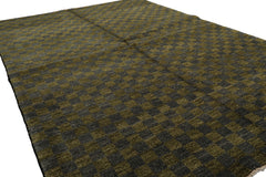 Knotted Rug Green Slate Hand Knotted 5'x7' Michaelian and Kohlberg Modern Contemporary Tibetan 100% Wool Oriental Area Rug