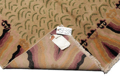 Knotted Rug Beige Sage Hand Knotted 3'11''x7' Michaelian and Kohlberg Modern Contemporary Tibetan 100% Wool Oriental Area Rug