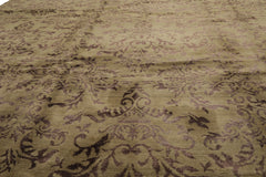 Knotted Rug Moss Graphite Hand Knotted 9'x12' Mark Phillips Damask Contemporary Tibetan 100% Wool Oriental Area Rug