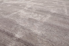 Knotted Rug Tone on Tone Taupe Hand Knotted 10'x14' Tibetan Modern Contemporary Wool and Silk Oriental Area Rug