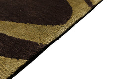 Knotted Rug Pink Brown Hand Knotted 9'x12' Mark Phillips Color Block Modern Tibetan 100% Wool Oriental Area Rug