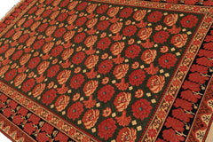 6x9 Green, Rose, Charcoal Color Hand Knotted Wool Traditional Oriental Rug