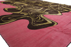 Knotted Rug Pink Brown Hand Knotted 9'x12' Mark Phillips Color Block Modern Tibetan 100% Wool Oriental Area Rug