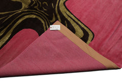 Knotted Rug Pink Brown Hand Knotted 9'x12' Mark Phillips Color Block Modern Tibetan 100% Wool Oriental Area Rug