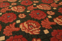 6x9 Green, Rose, Charcoal Color Hand Knotted Wool Traditional Oriental Rug