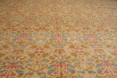 Palace Beige, Blue, Rose Color Hand Knotted 100% Wool Transitional Oriental Rug