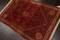 3x5 Ruby, Brown, Beige Color Hand Knotted Abadeh 100% Wool Traditional Oriental Rug