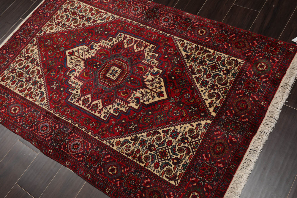 3x5 Red, Ivory, Blue Color Hand Knotted Bidjar 100% Wool Traditional Oriental Rug