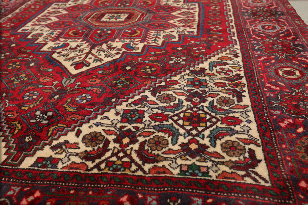 3x5 Red, Ivory, Blue Color Hand Knotted Bidjar 100% Wool Traditional Oriental Rug
