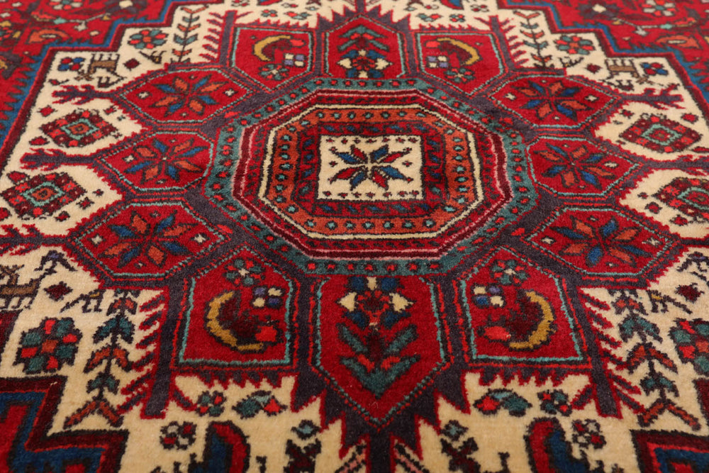 3x5 Red, Ivory, Blue Color Hand Knotted Bidjar 100% Wool Traditional Oriental Rug