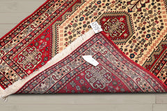 3x5 Ivory, Red, Aqua Color Hand Knotted Abadeh 100% Wool Traditional Oriental Rug