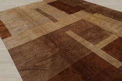 9x12 Beige, Brown, Caramel Color Hand Knotted Wool & Silk Modern Oriental Rug