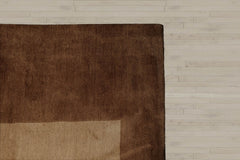9x12 Beige, Brown, Caramel Color Hand Knotted Wool & Silk Modern Oriental Rug