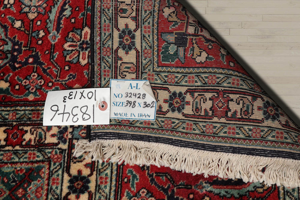 10x14 Midnight Blue, Coral, Ivory Color Hand Knotted Bidjar 100% Wool Traditional Oriental Rug