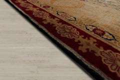 Palace Burgundy, Beige, Moss Color Hand Knotted Tabriz 100% Wool Traditional Oriental Rug
